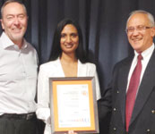 Mike le Plastrier (l) and Nirusha Moodley receiving the certificate on behalf of Invensys Operations Management southern Africa.